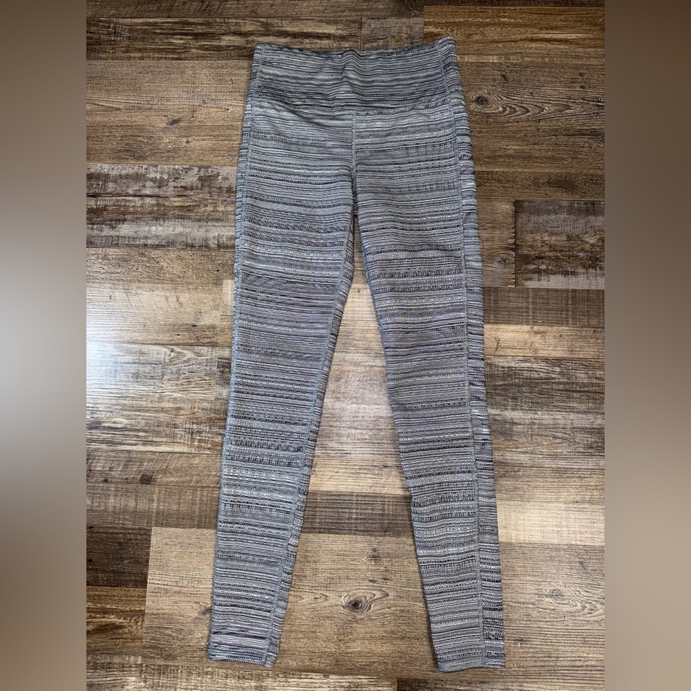 Athleta Womens Grey Space Dye Striped High Rise Leggings Size Small